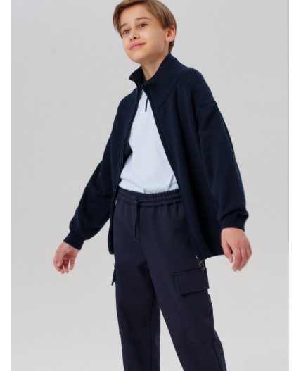 Кардиган трикотажный для мальчиков тёмно-синий