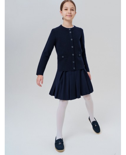 Кардиган трикотажный для девочек тёмно-синий