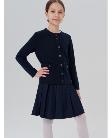 Кардиган трикотажный для девочек тёмно-синий