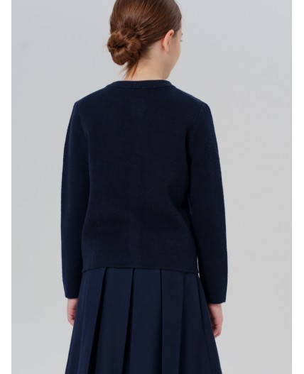 Кардиган трикотажный для девочек тёмно-синий