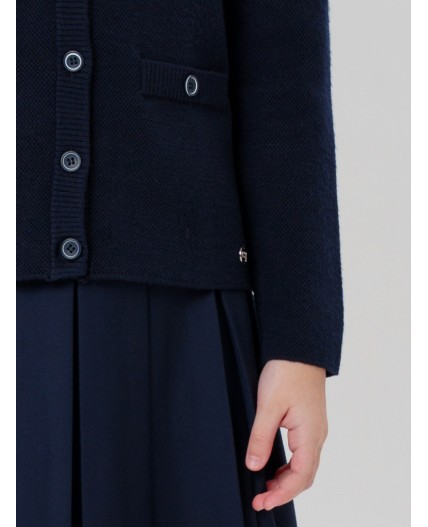 Кардиган трикотажный для девочек тёмно-синий