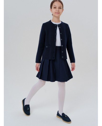 Кардиган трикотажный для девочек тёмно-синий