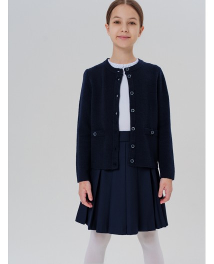 Кардиган трикотажный для девочек тёмно-синий