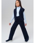 Комплект трикотажный для девочек: жилет, брюки тёмно-синий