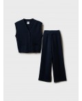Комплект трикотажный для девочек: жилет, брюки тёмно-синий