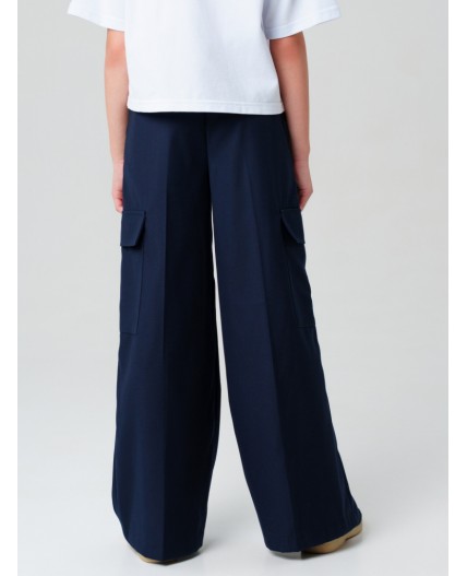 Брюки текстильные для девочек тёмно-синий