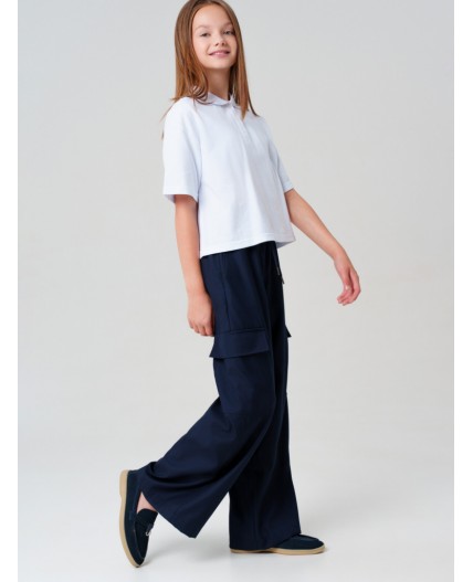 Брюки текстильные для девочек тёмно-синий