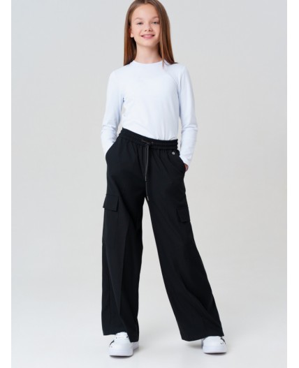 Брюки текстильные для девочек черный