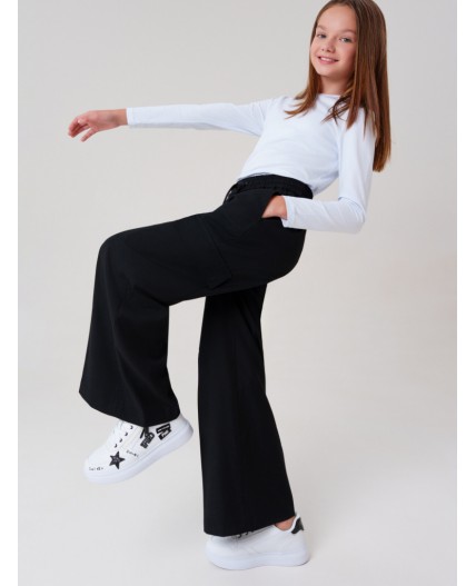 Брюки текстильные для девочек черный