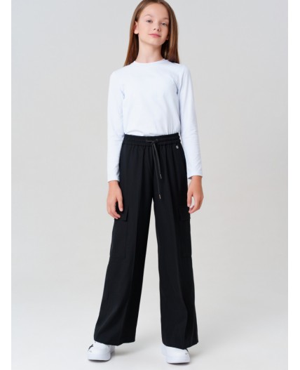 Брюки текстильные для девочек черный