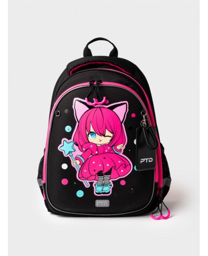 Рюкзак текстильный для девочек черный,розовый