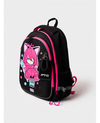 Рюкзак текстильный для девочек черный,розовый