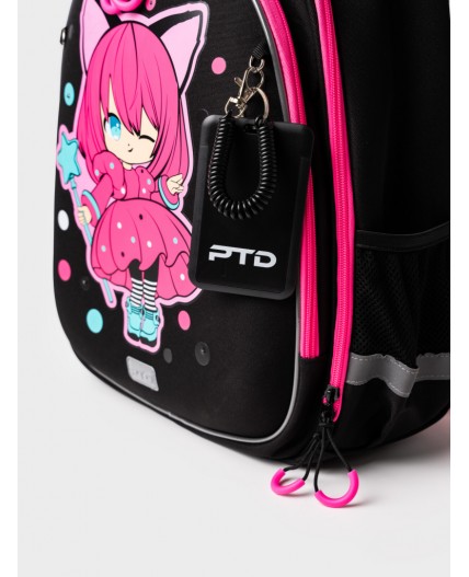 Рюкзак текстильный для девочек черный,розовый