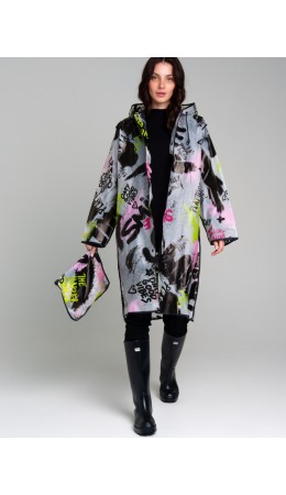 Плащ из полимерного материала для женщин (дождевик) прозрачный,разноцветный