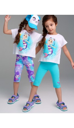 Брюки трикотажные для девочек (легинсы укороченные), 2 пары в комплекте разноцветный