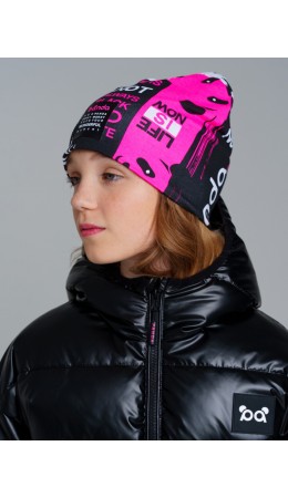 Шапка трикотажная для девочек розовый,разноцветный