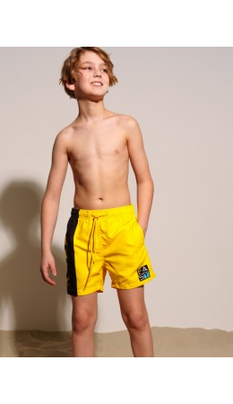 Шорты текстильные плавательные для мальчиков, средней длины жёлтый,черный