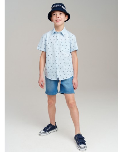 Шорты текстильные джинсовые для мальчиков голубой