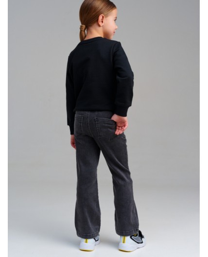 Брюки текстильные джинсовые для девочек серый