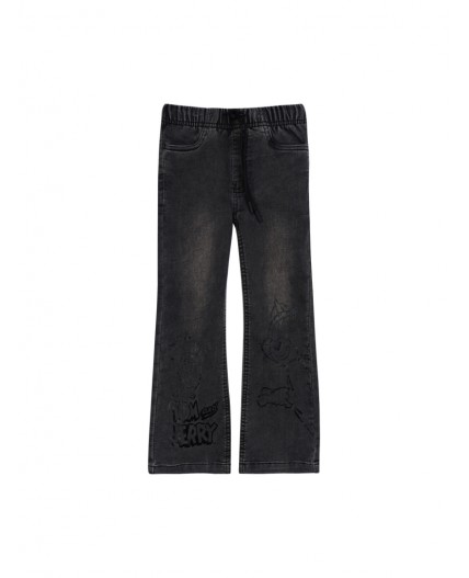 Брюки текстильные джинсовые для девочек серый