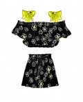 Комплект текстильный для девочек: топ, шорты черный,белый,жёлтый