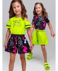Шорты трикотажные для девочек, 2 шт в комплекте черный,светло-зеленый