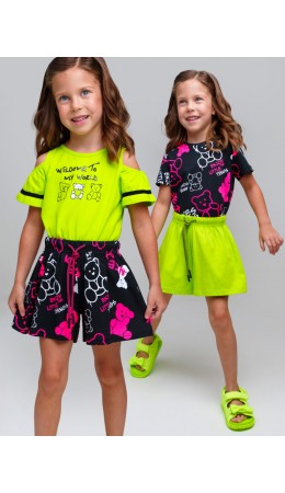 Шорты трикотажные для девочек, 2 шт в комплекте черный,светло-зеленый