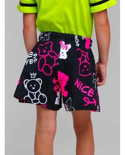 Шорты трикотажные для девочек, 2 шт в комплекте черный,светло-зеленый