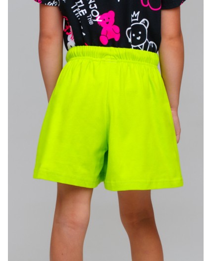 Шорты трикотажные для девочек, 2 шт в комплекте черный,светло-зеленый