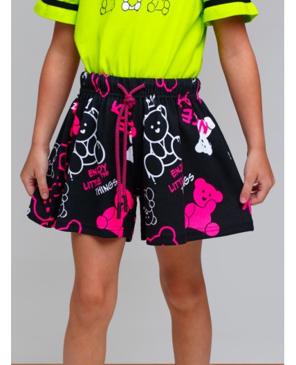 Шорты трикотажные для девочек, 2 шт в комплекте черный,светло-зеленый