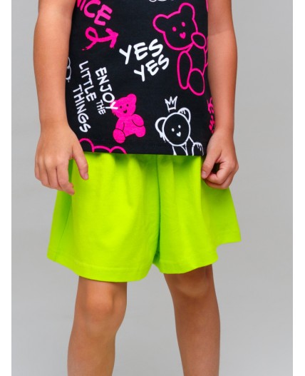 Шорты трикотажные для девочек, 2 шт в комплекте черный,светло-зеленый