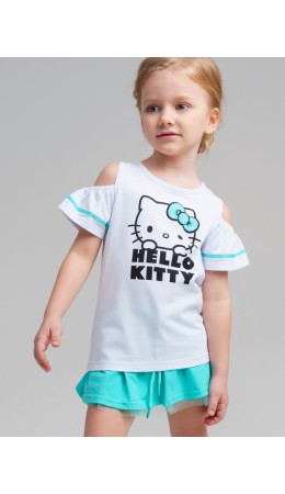 Фуфайка трикотажная для девочек (футболка) белый,черный