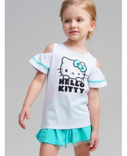 Фуфайка трикотажная для девочек (футболка) белый,черный