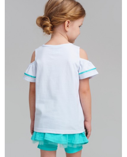 Фуфайка трикотажная для девочек (футболка) белый,черный