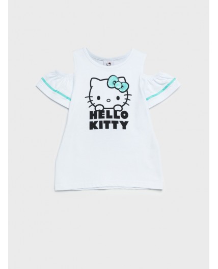 Фуфайка трикотажная для девочек (футболка) белый,черный