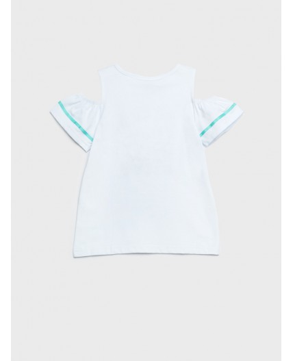 Фуфайка трикотажная для девочек (футболка) белый,черный