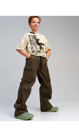 Брюки текстильные для мальчиков хаки