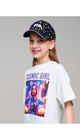 Кепка текстильная для девочек черный,светло-зеленый,сиреневый