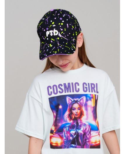 Кепка текстильная для девочек черный,светло-зеленый,сиреневый