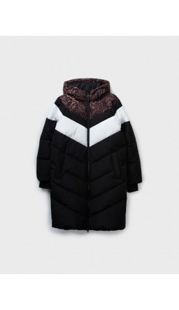 Пальто текстильное с полиуретановым покрытием для девочек коричневый,белый,черный
