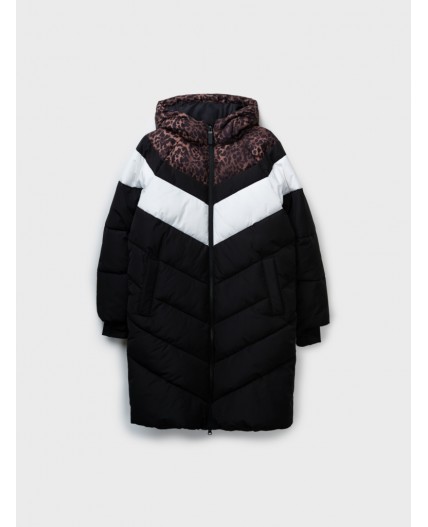 Пальто текстильное с полиуретановым покрытием для девочек коричневый,белый,черный