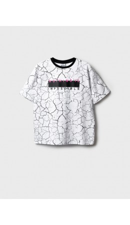 Фуфайка трикотажная для девочек (футболка) белый,черный