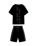 Комплект трикотажный для девочек: фуфайка (футболка), шорты черный