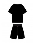 Комплект трикотажный для девочек: фуфайка (футболка), шорты черный