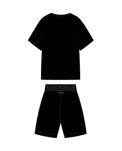 Комплект трикотажный для девочек: фуфайка (футболка), шорты черный
