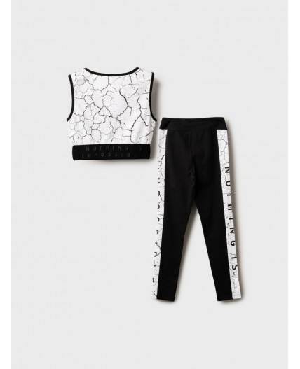 Комплект трикотажный для девочек: топ, брюки (легинсы) черный,белый
