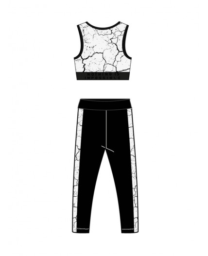 Комплект трикотажный для девочек: топ, брюки (легинсы) черный,белый