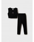 Комплект трикотажный для девочек: топ, брюки (легинсы) черный