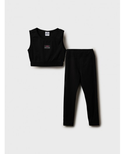 Комплект трикотажный для девочек: топ, брюки (легинсы) черный