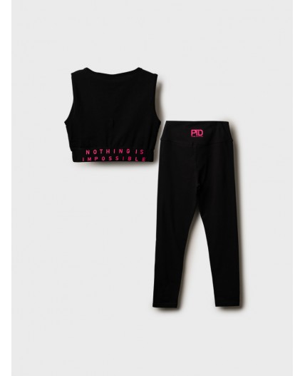 Комплект трикотажный для девочек: топ, брюки (легинсы) черный